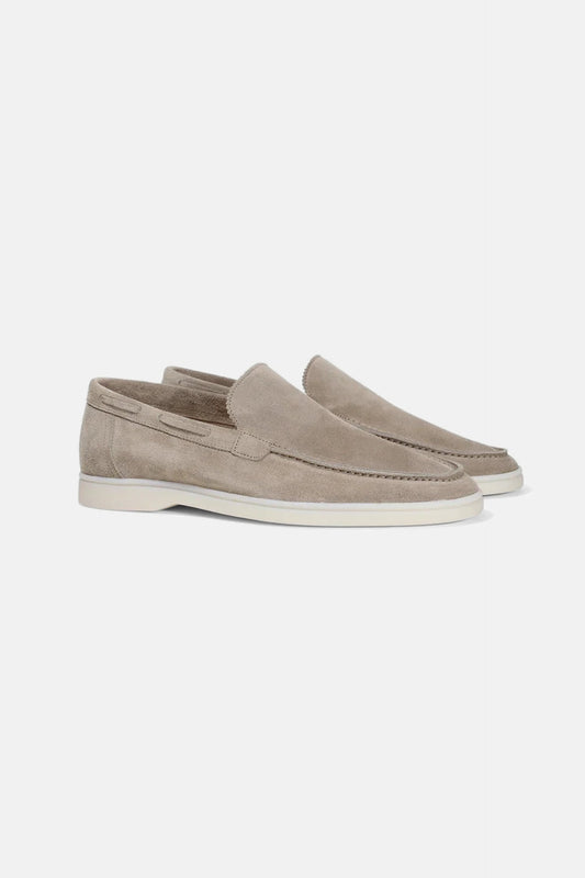Low suede loafers light beige
