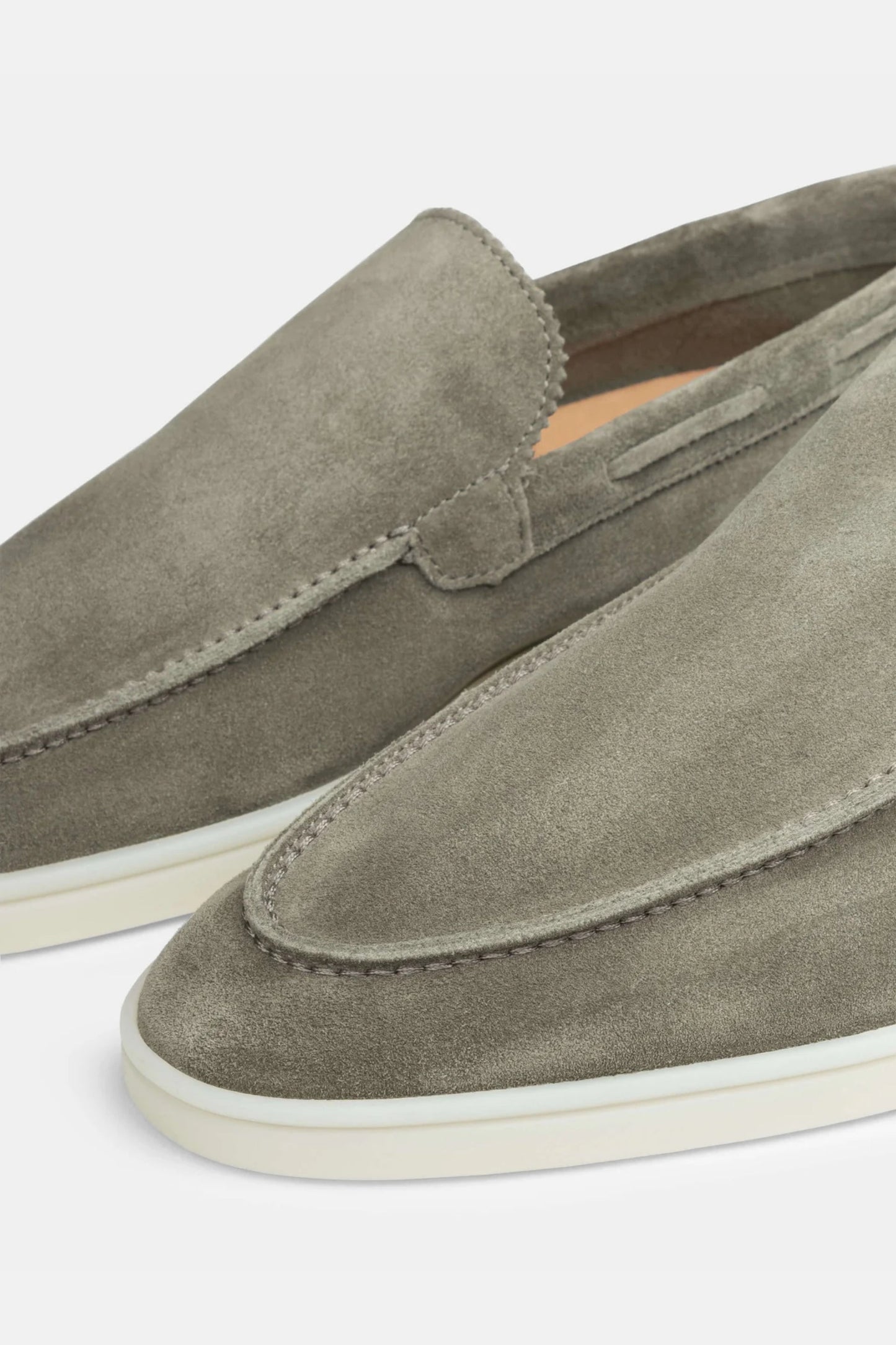 Low suede loafers light khaki