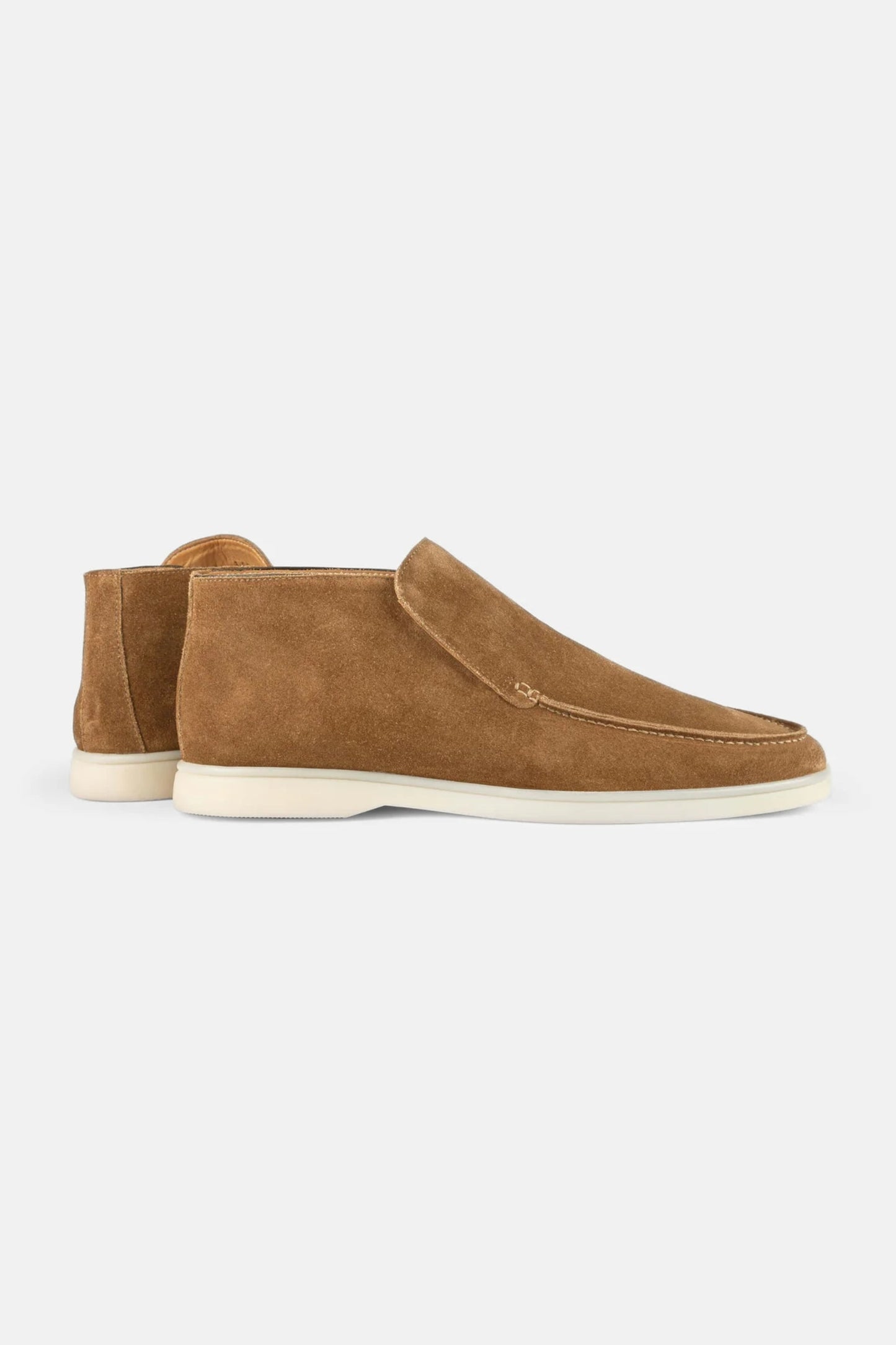 High suede loafers caramel