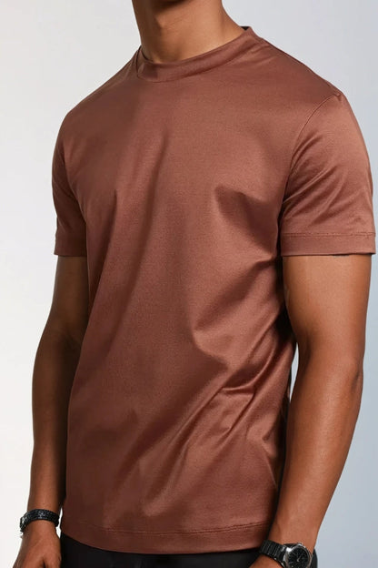 Premium Glossy T-Shirt Dark Brown
