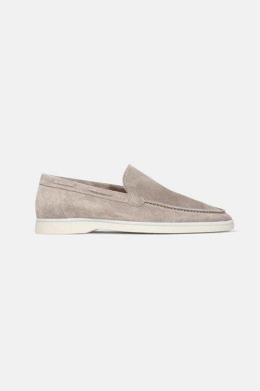 Low suede loafers light beige
