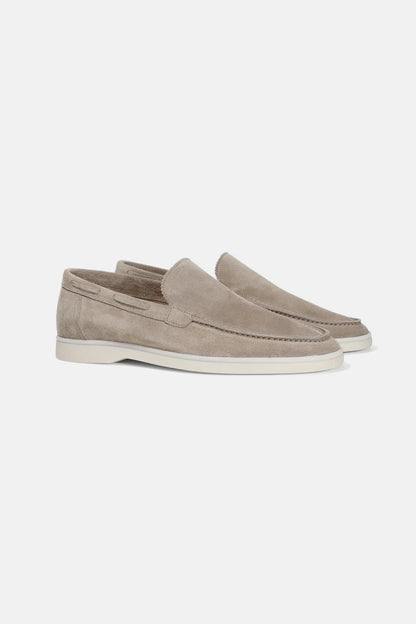 Low suede loafers light beige