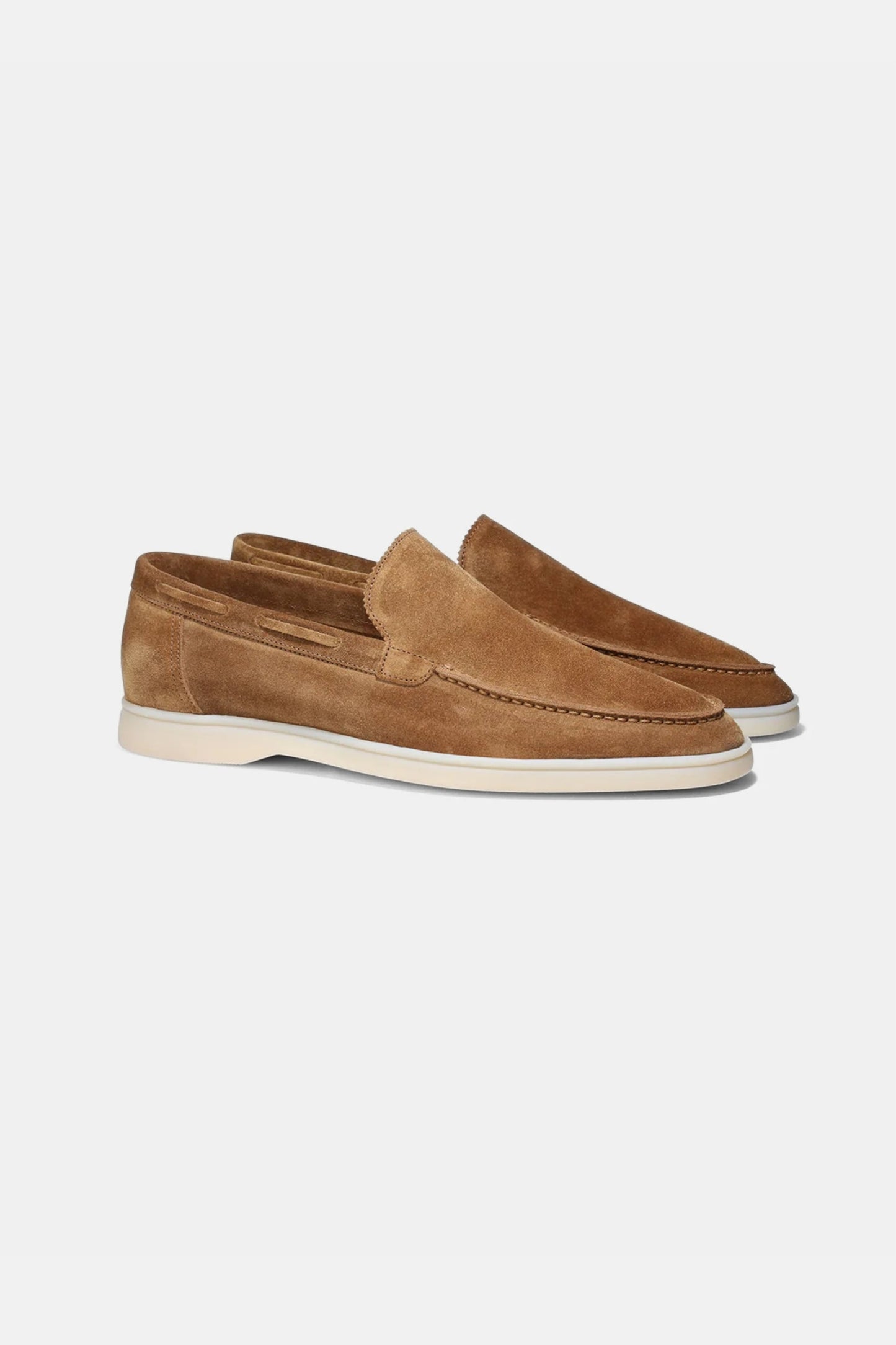 Low suede loafers caramel