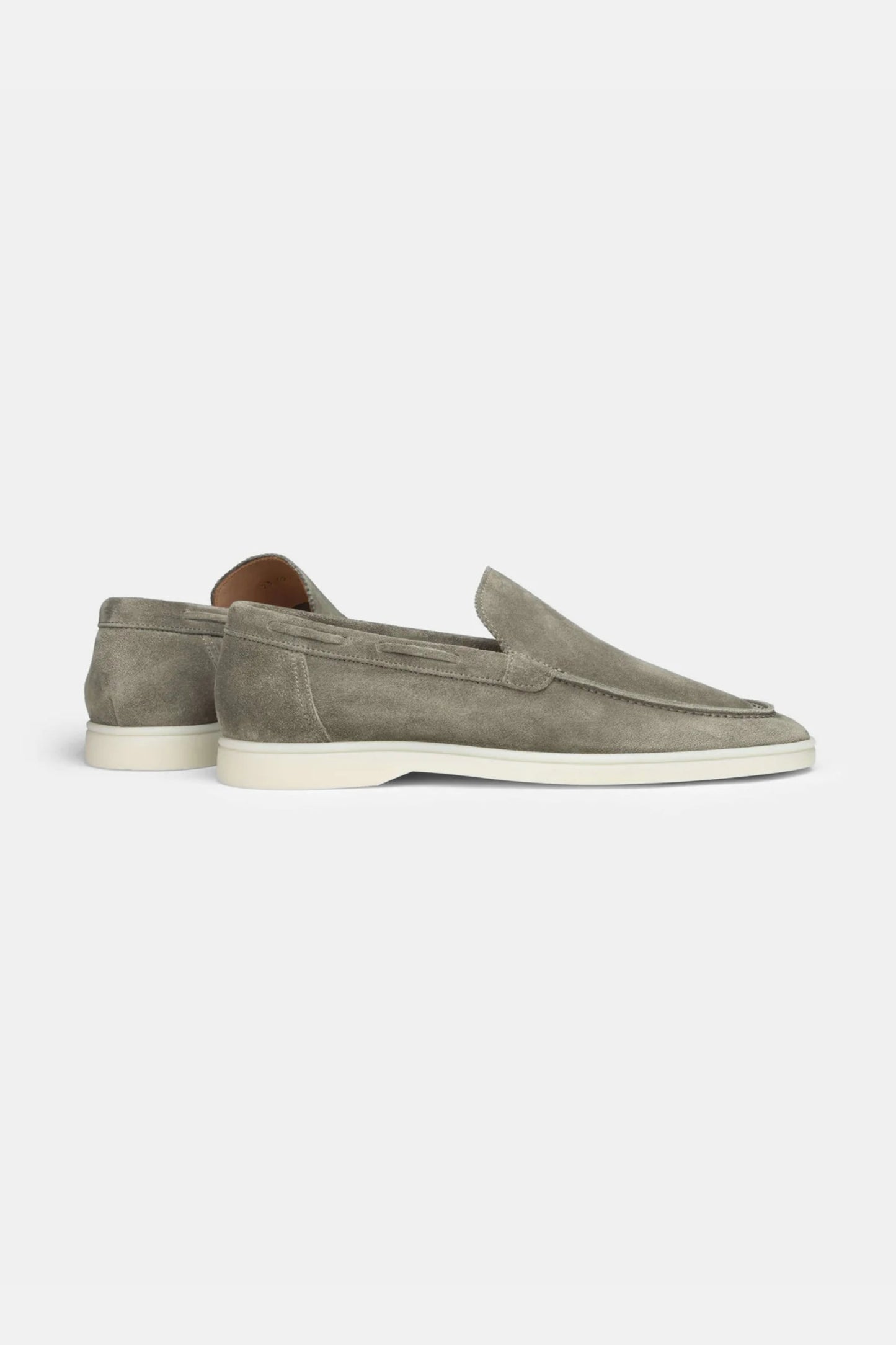 Low suede loafers light khaki