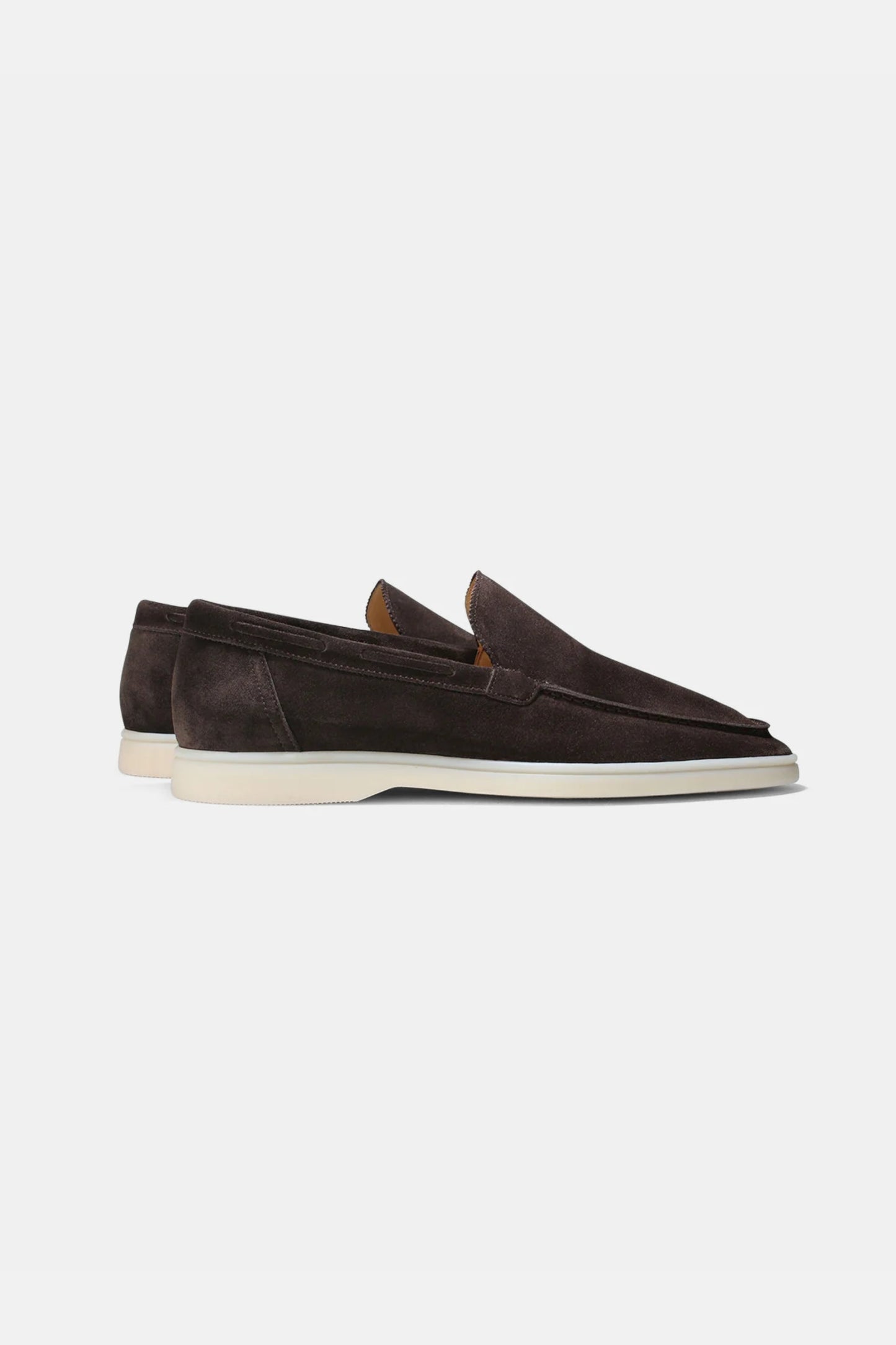 Low suede loafers dark brown