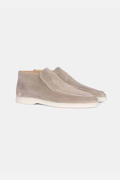 High suede loafers light beige