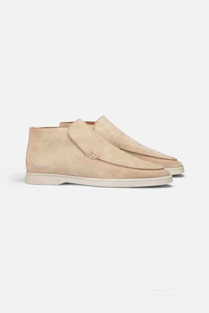 High suede loafers sand