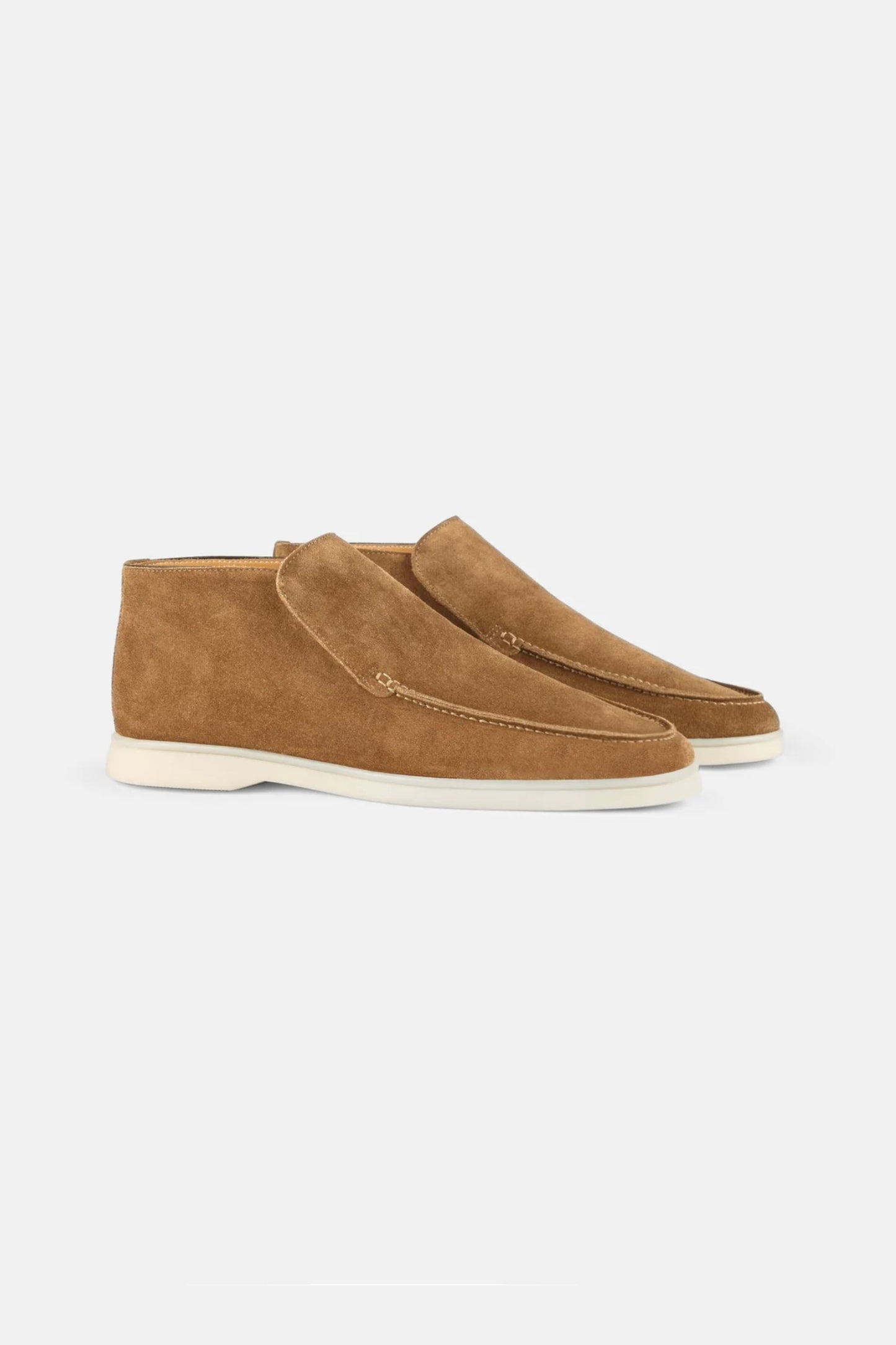 High suede loafers caramel