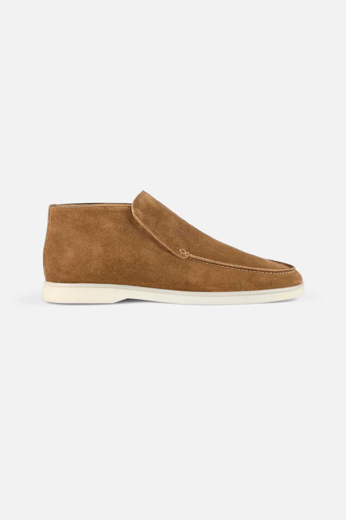 High suede loafers caramel
