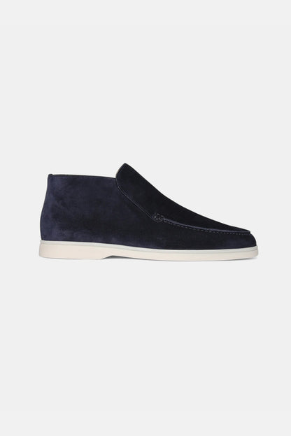 High suede loafers dark blue
