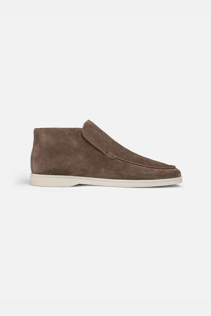 High suede loafers brown