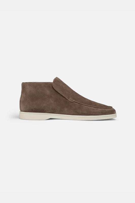 High suede loafers brown