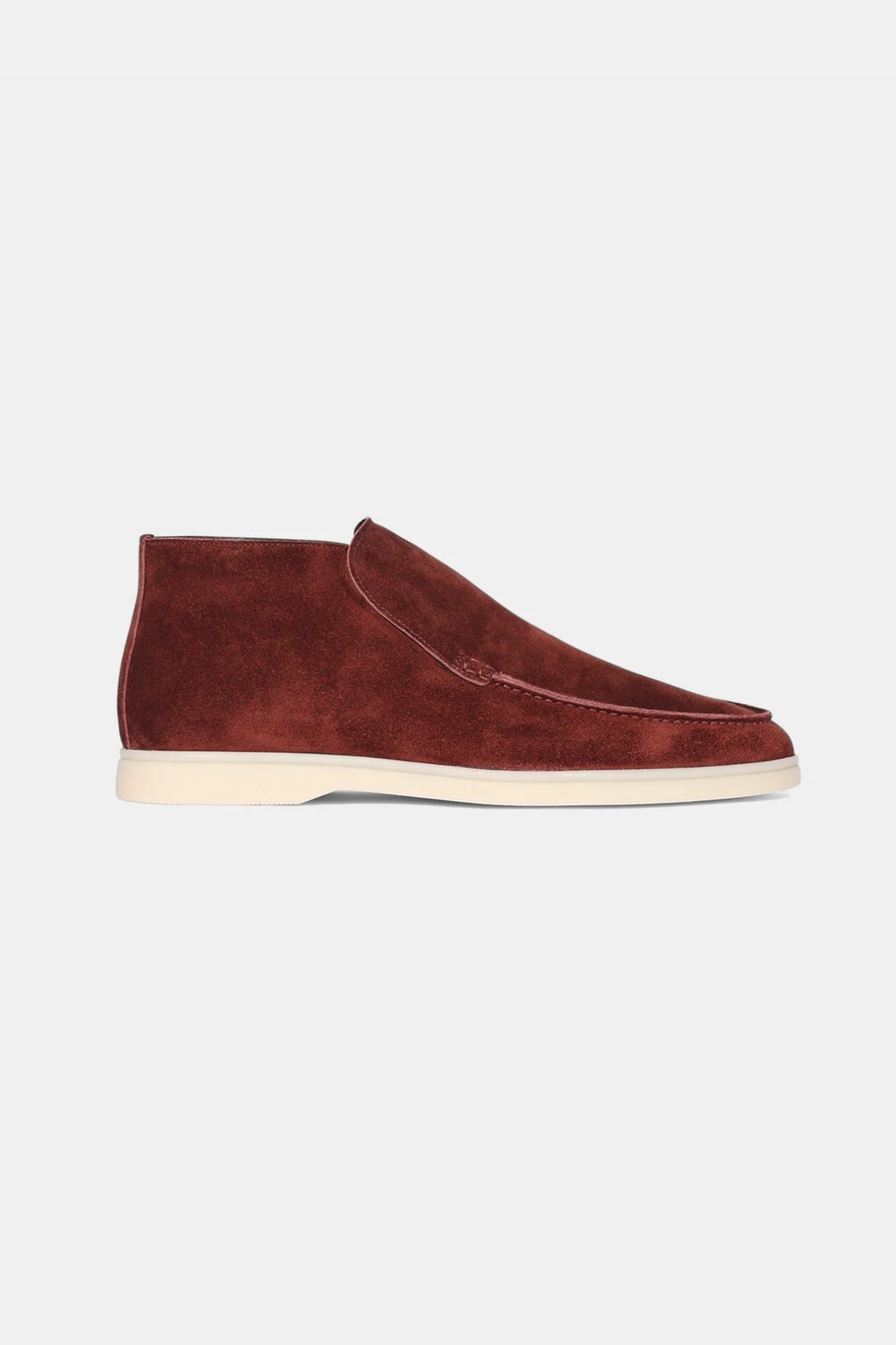High suede loafers burgundy red