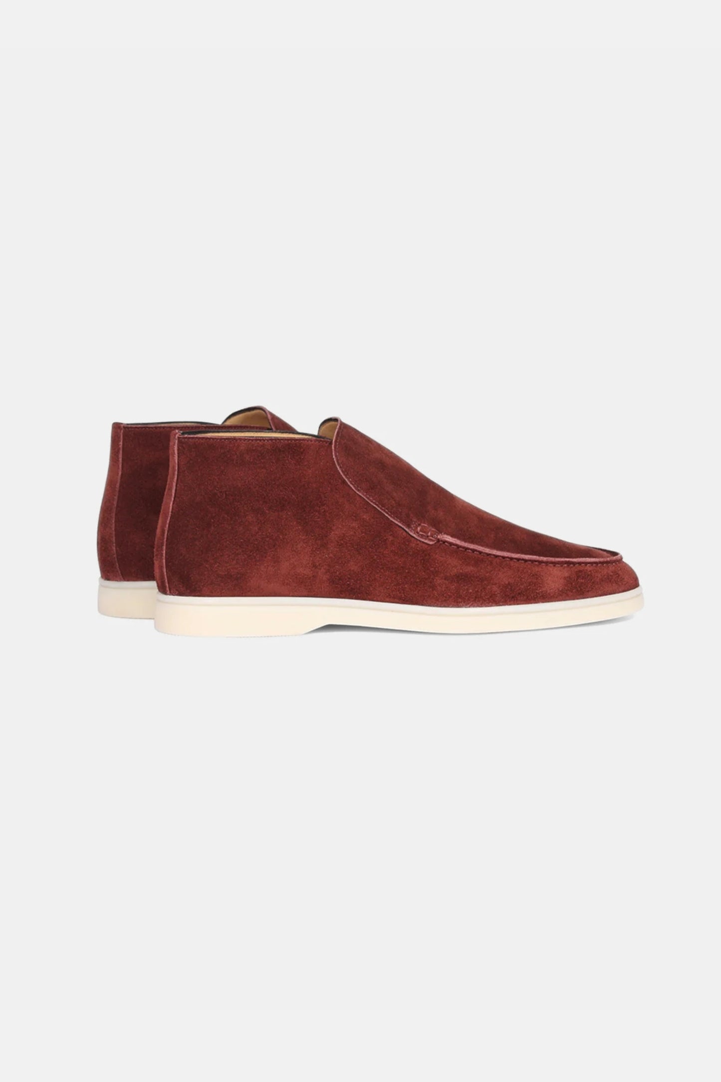 High suede loafers burgundy red
