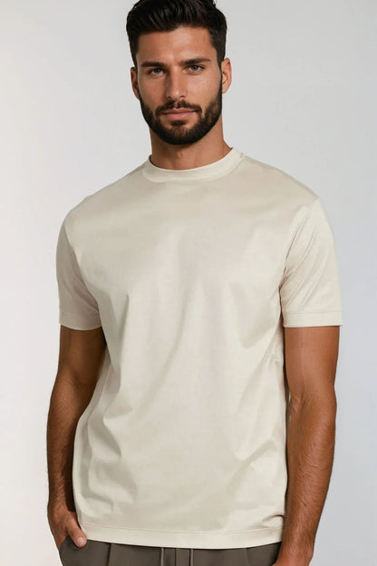 Premium shiny T-Shirt beige